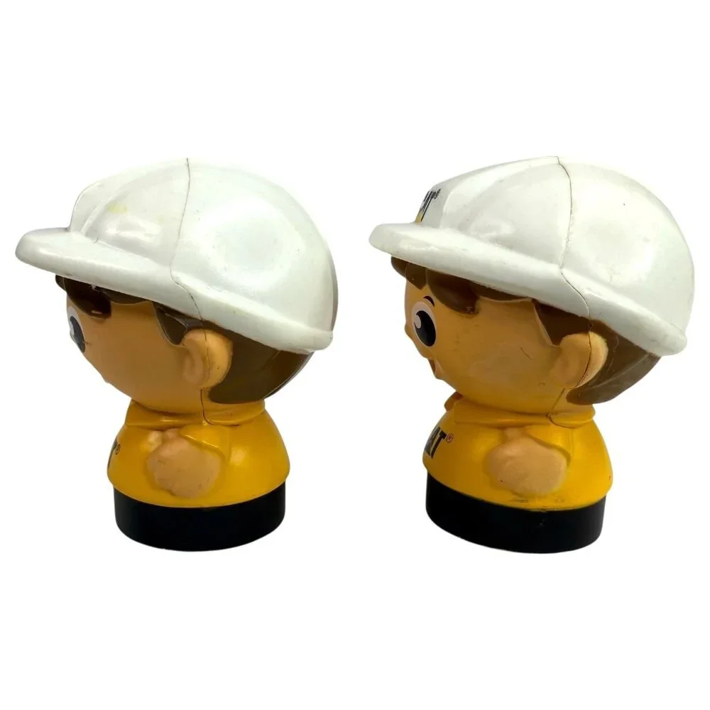 2 Mega Bloks Block Cat Construction Crew Worker Men Caterpillar Hard Hat Buddies
